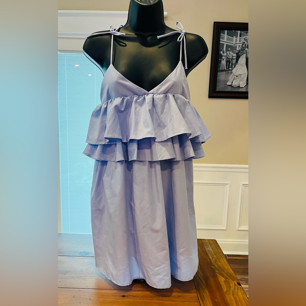 Light blue ruffled mini dress